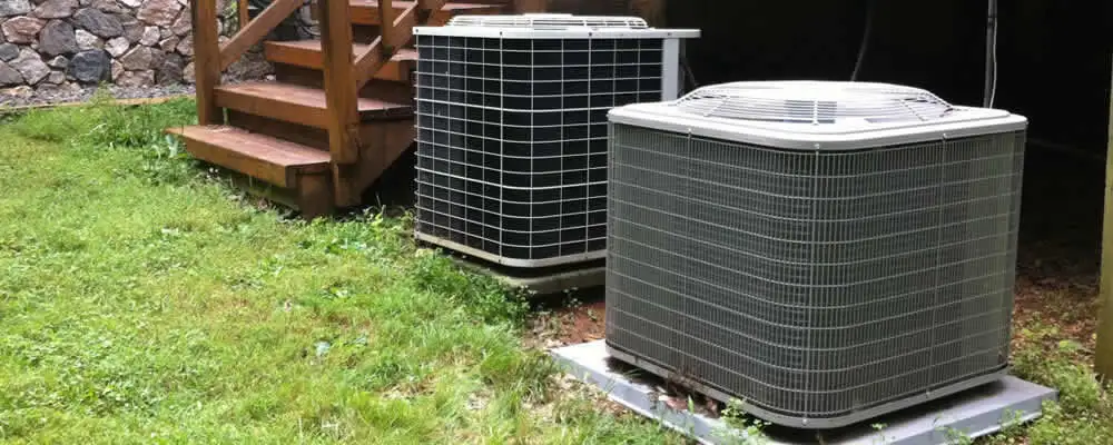 Heat pump installation and service units outside a home in Spokane, WA